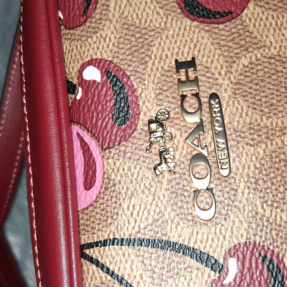 NWOT!COACH Mini Jamie Camera Bag In Signature With Cherry Print - Picture 3 of 8